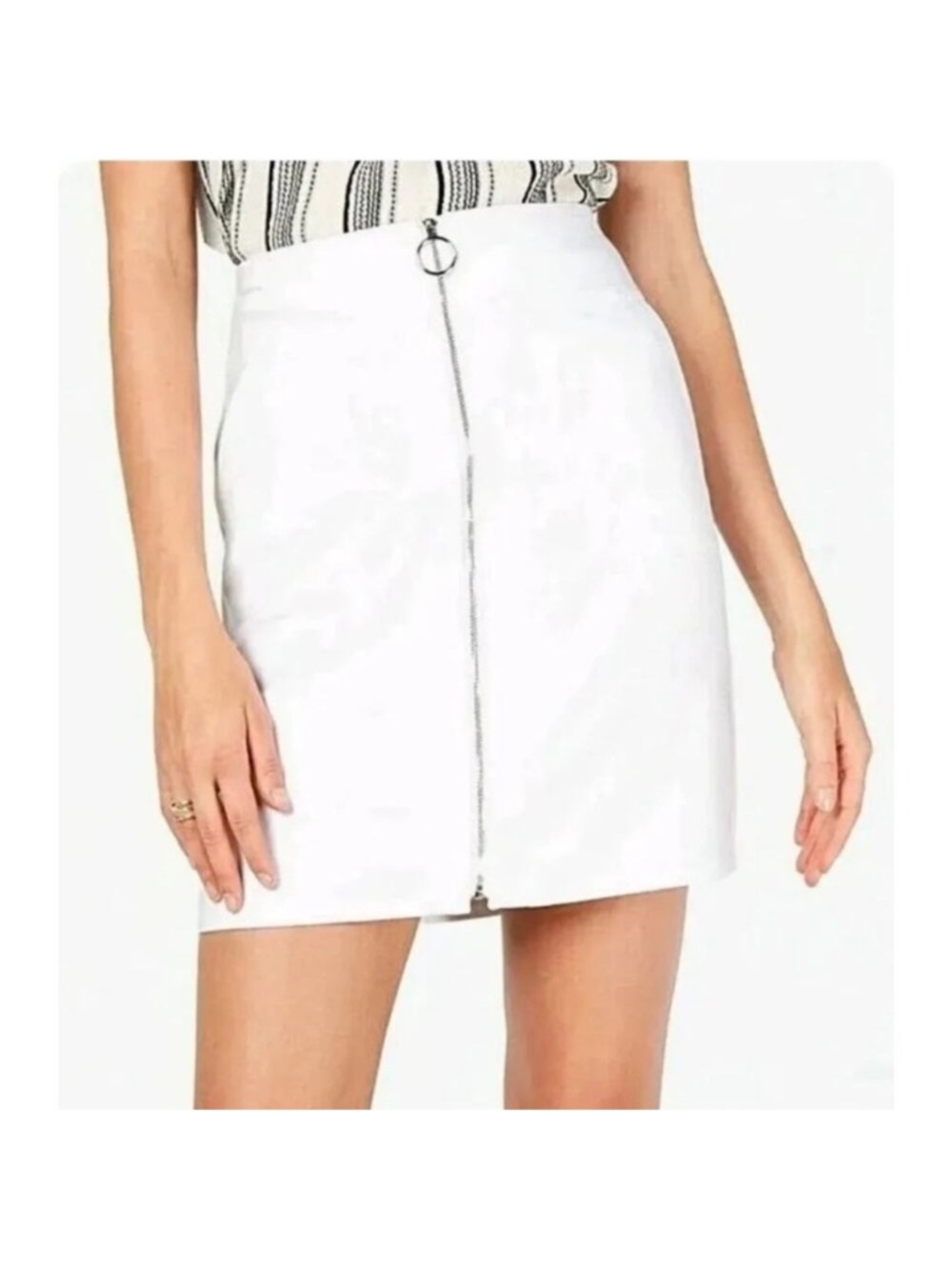 I.N.C.  NWT International Concepts Front Zip White Mini Skirt L